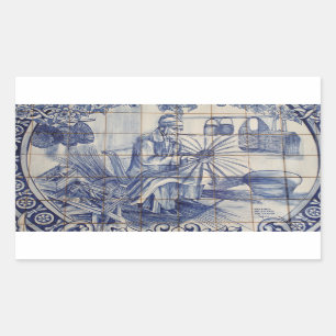 Portugese azulejo-tieren rechthoekige sticker