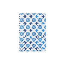 Portugese Azulejo Zwaluwn Paspoort Hoesje – Blauw
