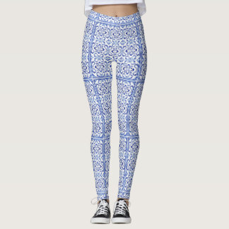 Portugese Blauwe Azulejo Tegeltjes Kunst Leggings