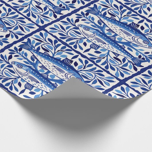 Portugese blauwe en witte sardine cadeaupapier (Hoek)