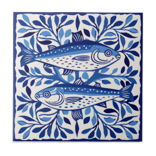 Portugese Blauwe en Witte Sardine Tegeltje