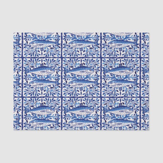 Portugese blauwe en witte sardine tissuepapier (Voorkant)