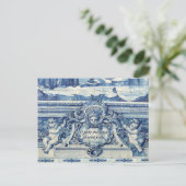 Portugese blauwe en witte tegels met engelen briefkaart (Staand voorkant)