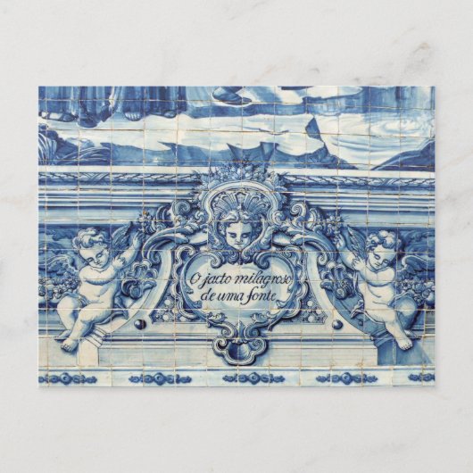 Portugese blauwe en witte tegels met engelen briefkaart (Voorkant)
