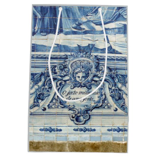 Portugese blauwe en witte tegels met engelen medium cadeauzakje (Achterkant)