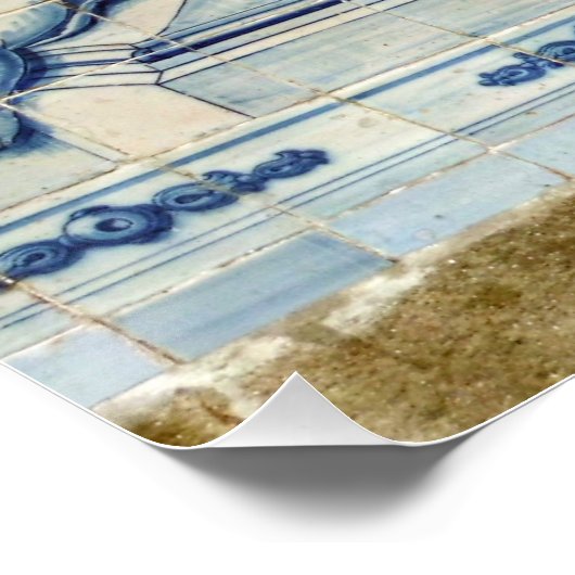 Portugese blauwe en witte tegels met engelen perfect poster (Hoek)