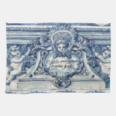 Portugese blauwe en witte tegels met engelen theedoek (Horizontaal)