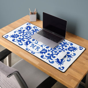 Portugese Blauwe Tegel Monogram Bureaumat