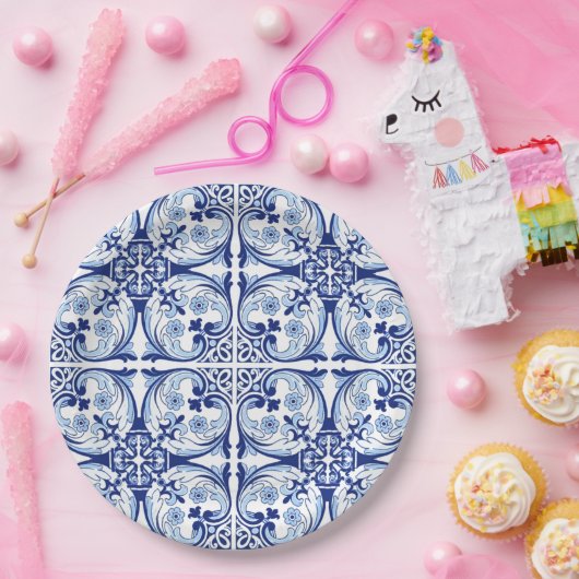 Portugese blauwe tegel papieren bordje (Feest)