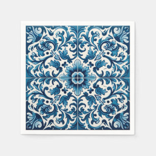 Portugese blauwe tegel servet