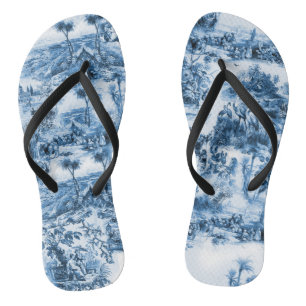 Portugese blauwe tegels romantisch scènepatroon teenslippers