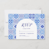 Portugese blauwe witte Tegels RSVP Kaartje (Voorkant)