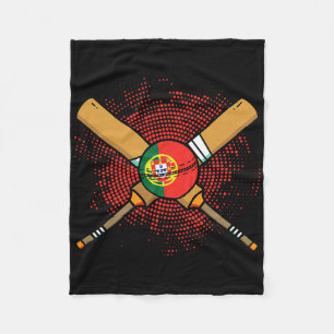 Portugese Cricketracket En Ll Vlag Van Portugal Fleece Deken