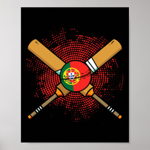 Portugese Cricketracket En Ll Vlag Van Portugal  Poster