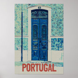 Portugese deur- en tegels ter illustratie Portugal Poster