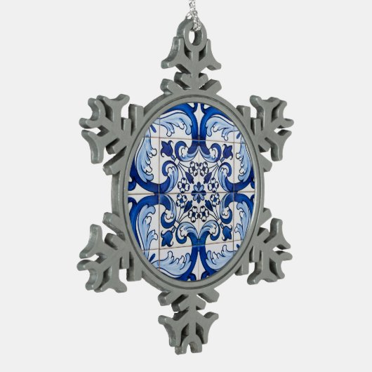 Portugese geglazuurde Tegels Tin Sneeuwvlok Ornament (Links)
