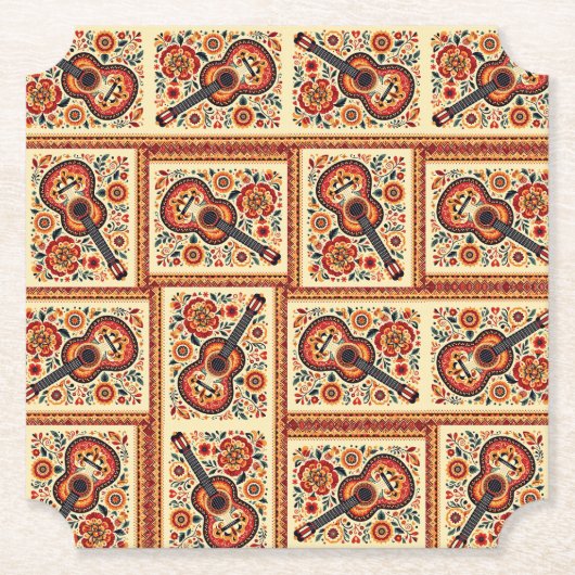 Portugese gitaren kartonnen onderzetters (Voorkant)