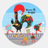 Portugese haan feestelijke kerstparade ronde sticker (Voorkant)