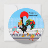 Portugese Haan met geschenken 1e Verjaardagsfeest Kaart (Voorkant)