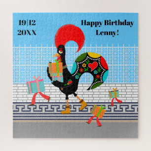 Portugese Haan met geschenken 1e Verjaardagsfeest Legpuzzel