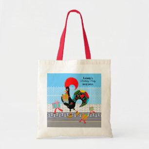 Portugese Haan met geschenken 1e Verjaardagsfeest Tote Bag