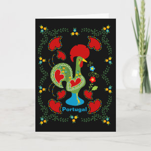 Portugese haan van geluk in groene kleur kaart