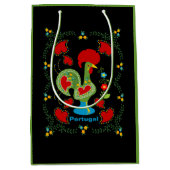 Portugese haan van geluk in groene kleur medium cadeauzakje (Voorkant)