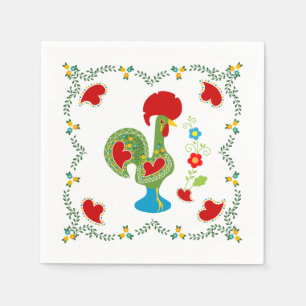 Portugese haan van geluk in groene kleur servet