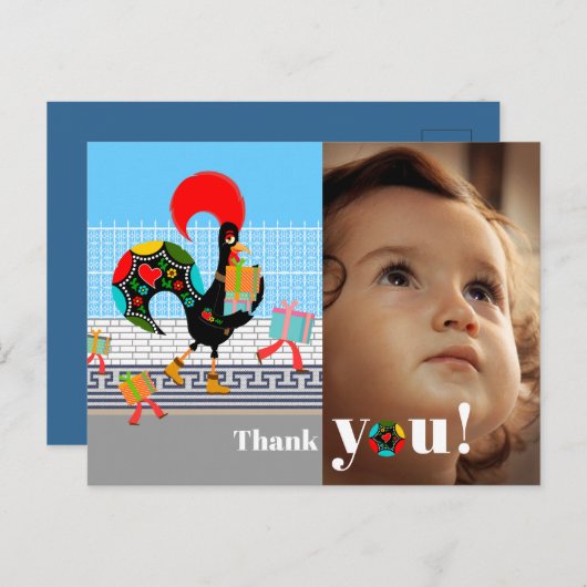 Portugese Hanen Verjaardagsfeest Bedankt Briefkaart (Voorkant / Achterkant)