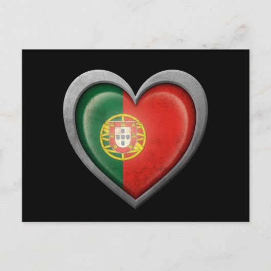 Portugese hartvlag met metaaleffect briefkaart (Voorkant)