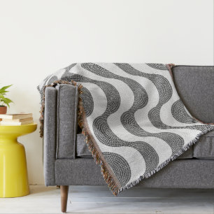 Portugese kasseien zwart-witte golven deken