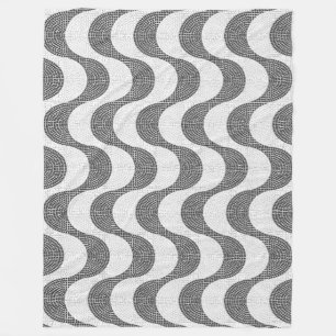 Portugese kasseien zwart-witte golven fleece deken