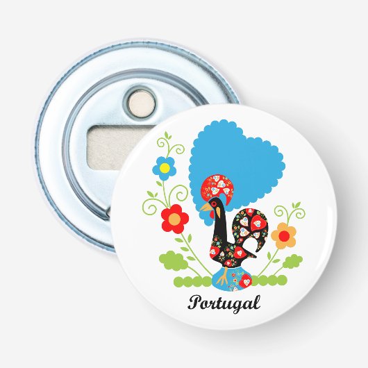 Portugese rooster button flesopener (Voorkant)