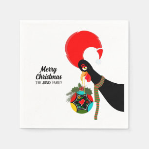 Portugese Rooster Holly Kerstbal Servet