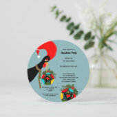 Portugese Rooster Holly Kerstfeest Bauble Kaart (Staand voorkant)