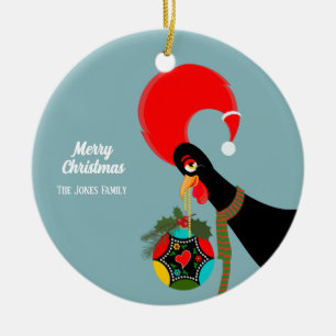 Portugese Rooster Kerstmis holly bauble Keramisch Ornament
