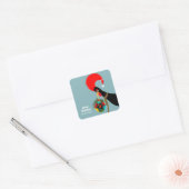 Portugese Rooster Kerstmis holly bauble Vierkante Sticker (Envelop)