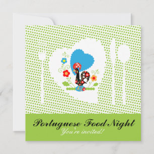 Portugese Rooster met lichtgroene polka-stippen. Kaart