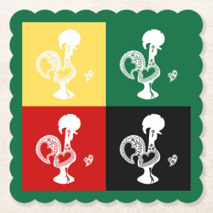 Portugese rooster van het kleurrijke patroon van B Kartonnen Onderzetters