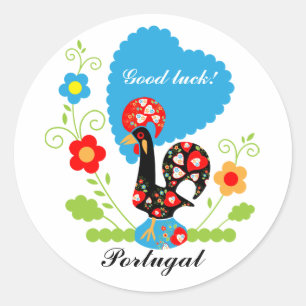 Portugese Rooster van Luck Ronde Sticker