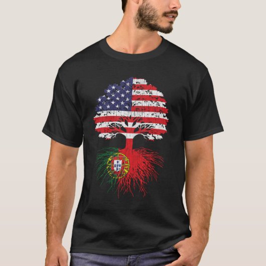 Portugese Roots Amerikaanse vlag T-shirt (Voorkant)