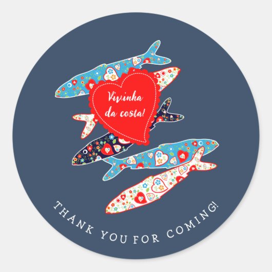 Portugese sardines ronde sticker (Voorkant)