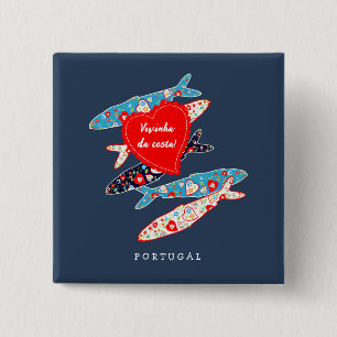 Portugese sardines vierkante button 5,1 cm