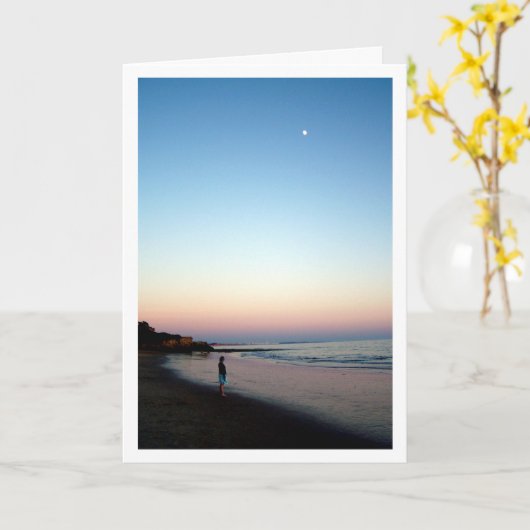 Portugese Strand Avond Zonsondergang Kaart (Gele Bloem)