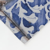 Portugese tegels - Azulejo Blue en White Floral Fleece Deken (Hoek)