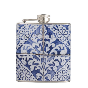 Portugese tegels - Azulejo Blue en White Floral Heupfles