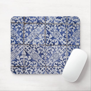 Portugese tegels - Azulejo Blue en White Floral Muismat
