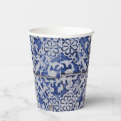 Portugese tegels - Azulejo Blue en White Floral Papieren Bekers (Rechts)