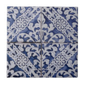 Portugese tegels - Azulejo Blue en White Floral Tegeltje (Voorkant)