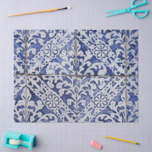 Portugese tegels - Azulejo Blue en White Floral Tissuepapier